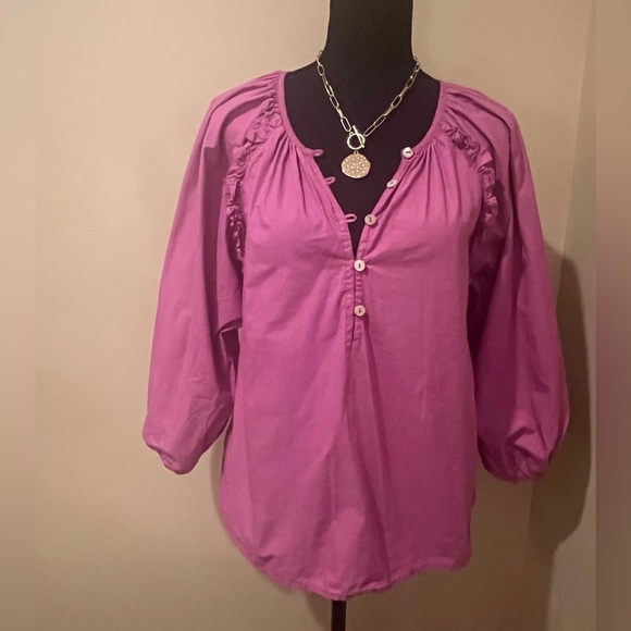 Cleobella Jess Azalea Ruffled Puff Sleeve Blouse, size Large - Picture 2 of 7